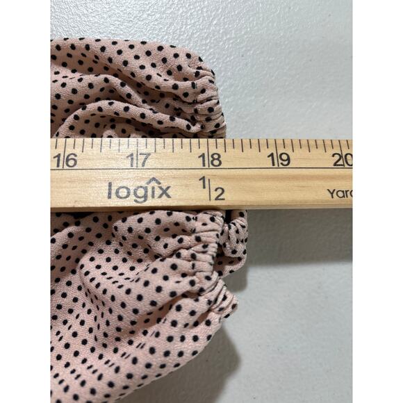 Adrianna Papell Women Large Pink Polka Dot Ruffle Hem Long Sleeve Top Blouse - Picture 8 of 11